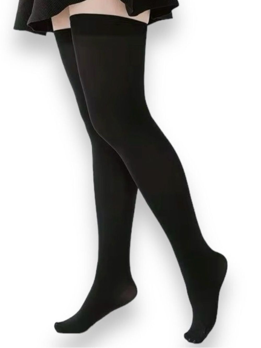 Black Opaque Over Knee Socks Plus Size Thigh High Stockings NWT